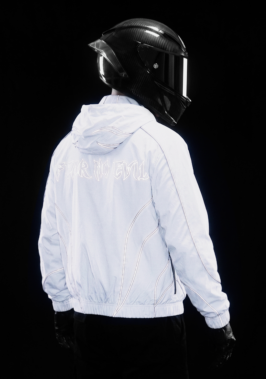 White Corrupt Reflective Windbreaker
