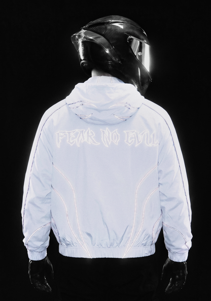 White Corrupt Reflective Windbreaker