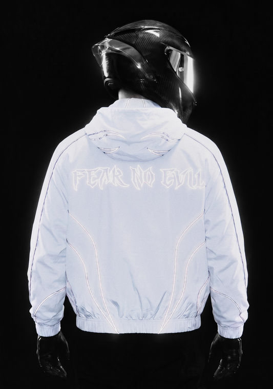 White Corrupt Reflective Windbreaker