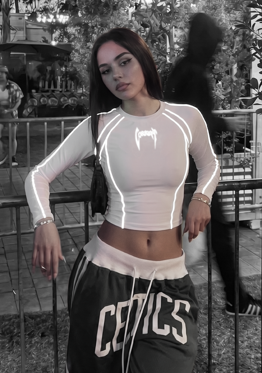 White Reflective Compression Long Sleeved Baby Tee