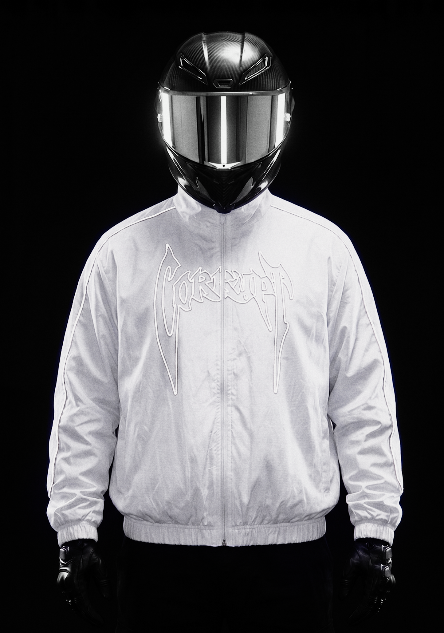 White Corrupt Reflective Windbreaker